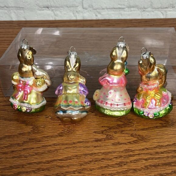 Department 56 set 4 Colorful Easter Glass Bunny Ornaments EUC - Picture 8 of 9